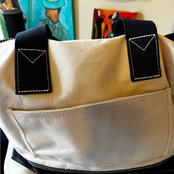 Lands End Navy Blue & Cream Weekender Bag w/Trolley Sleeve - Picture 7 of 10